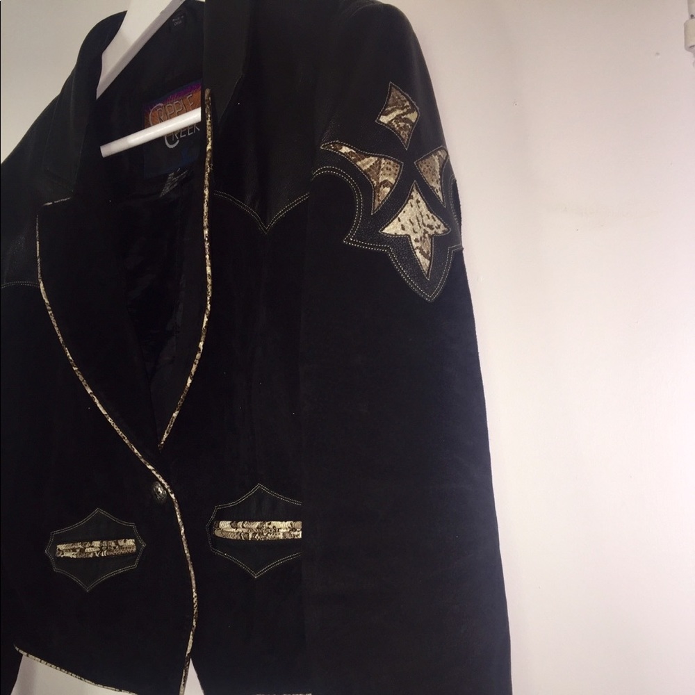 Cripple Creek Leather Jacket with Snakeskin Print - Picture 6 of 7
